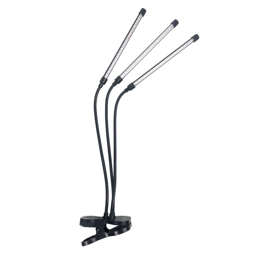 Lámpara de mesa flexible LED regulable con clip para el cultivo de plantas VITARO 3xLED/10W/230V negro