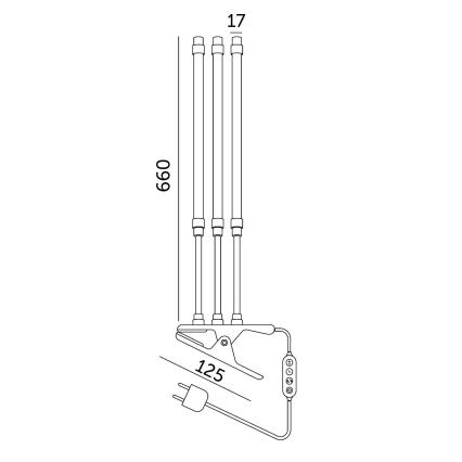 Lámpara de mesa flexible LED regulable con clip para el cultivo de plantas VITARO 3xLED/10W/230V negro
