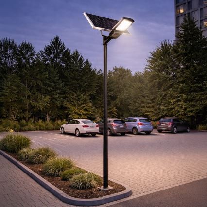 Farola LED regulable con sensor y panel solar KOBRA LED/400W/3,2V 24000 mAh IP65 antracita + mando a distancia
