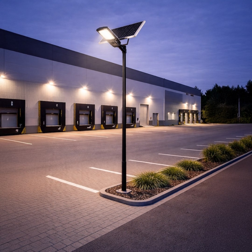 Farola LED regulable con sensor y panel solar KOBRA LED/400W/3,2V 24000 mAh IP65 antracita + mando a distancia