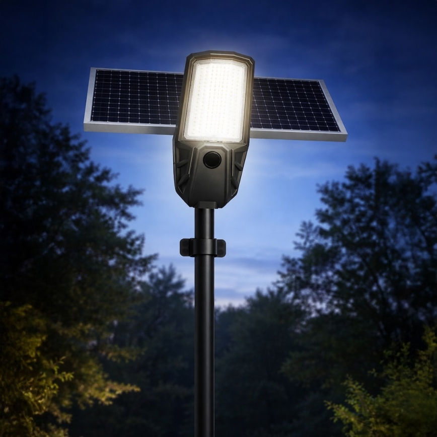 Farola LED regulable con sensor y panel solar KOBRA LED/400W/3,2V 24000 mAh IP65 antracita + mando a distancia