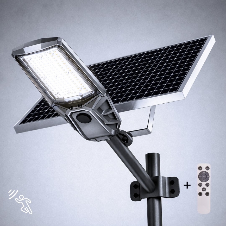 Farola LED regulable con sensor y panel solar KOBRA LED/400W/3,2V 24000 mAh IP65 antracita + mando a distancia