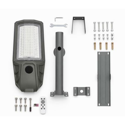 Farola LED regulable con sensor y panel solar KOBRA LED/400W/3,2V 24000 mAh IP65 antracita + mando a distancia