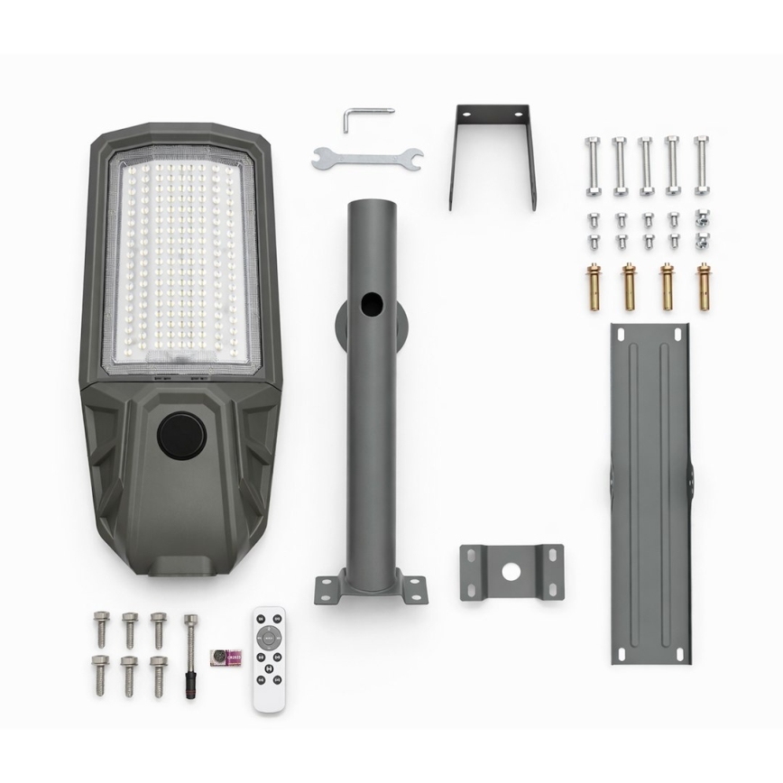 Farola LED regulable con sensor y panel solar KOBRA LED/400W/3,2V 24000 mAh IP65 antracita + mando a distancia