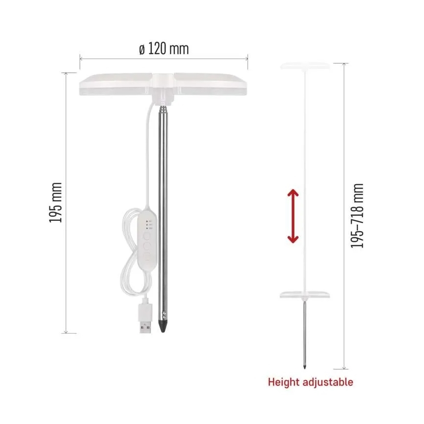 Lámpara LED regulable de interior para cultivo de plantas GROW LED/8W/5V