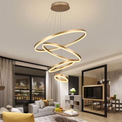 Lámpara colgante LED regulable con cable LED/165W/230V 3000-6500K Ø 80 cm + mando a distancia