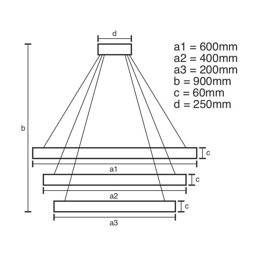 Lámpara colgante LED regulable con cable LED/165W/230V 3000-6500K Ø 60 cm + mando a distancia