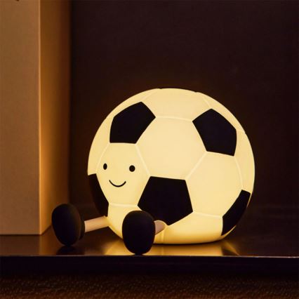 Lámpara táctil infantil regulable LED FOOTBALL LED/2W/5V USB 1200 mAh blanca/negra