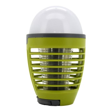 Lámpara portátil LED recargable con trampa para insectos LED/2W/3,7V 1800 mAh IPX4 verde