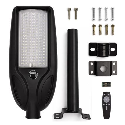 Lámpara solar de calle LED regulable con sensor VENICE LED/100W/3,2V 6000 mAh IP65 negra + mando a distancia