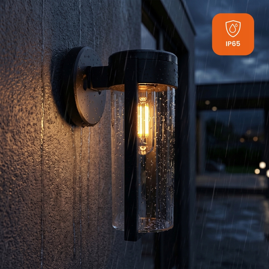 Lámpara solar de pared LED/1W/3,7V 500 mAh IP65 negra