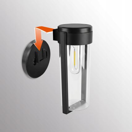Lámpara solar de pared LED/1W/3,7V 500 mAh IP65 negra