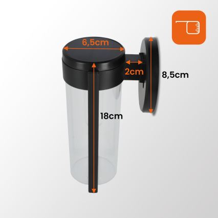 Lámpara solar de pared LED/1W/3,7V 500 mAh IP65 negra
