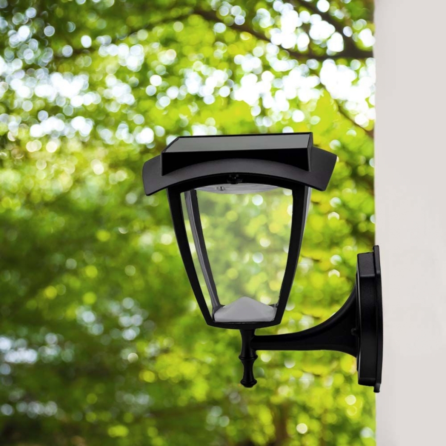 Lámpara solar de pared LED/2W/3,7V 3000/6000K IP65 2200 mAh negra