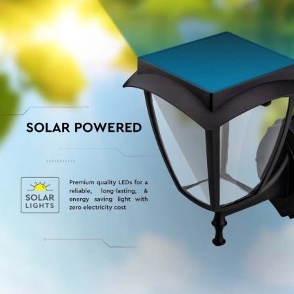 Lámpara solar de pared LED/2W/3,7V 3000/6000K IP65 2200 mAh negra