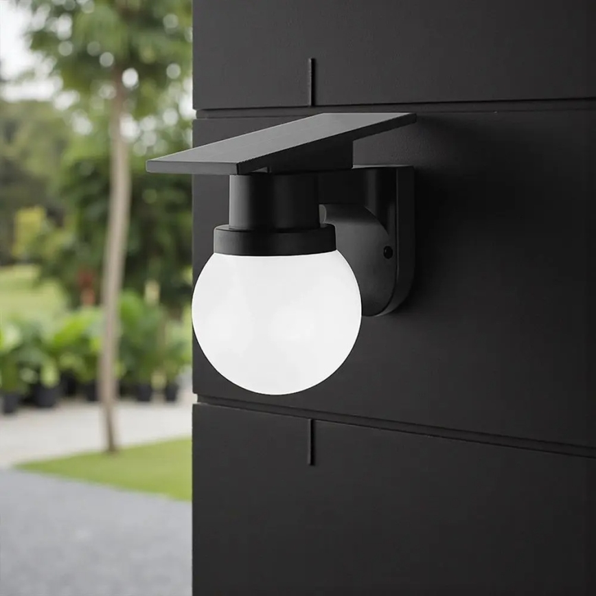 Lámpara solar de pared LED/3,7 V 3000/4000/6400 K IP54 1800 mAh negra + mando a distancia