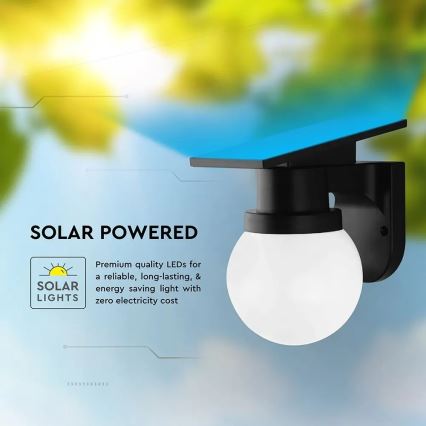 Lámpara solar de pared LED/3,7 V 3000/4000/6400 K IP54 1800 mAh negra + mando a distancia
