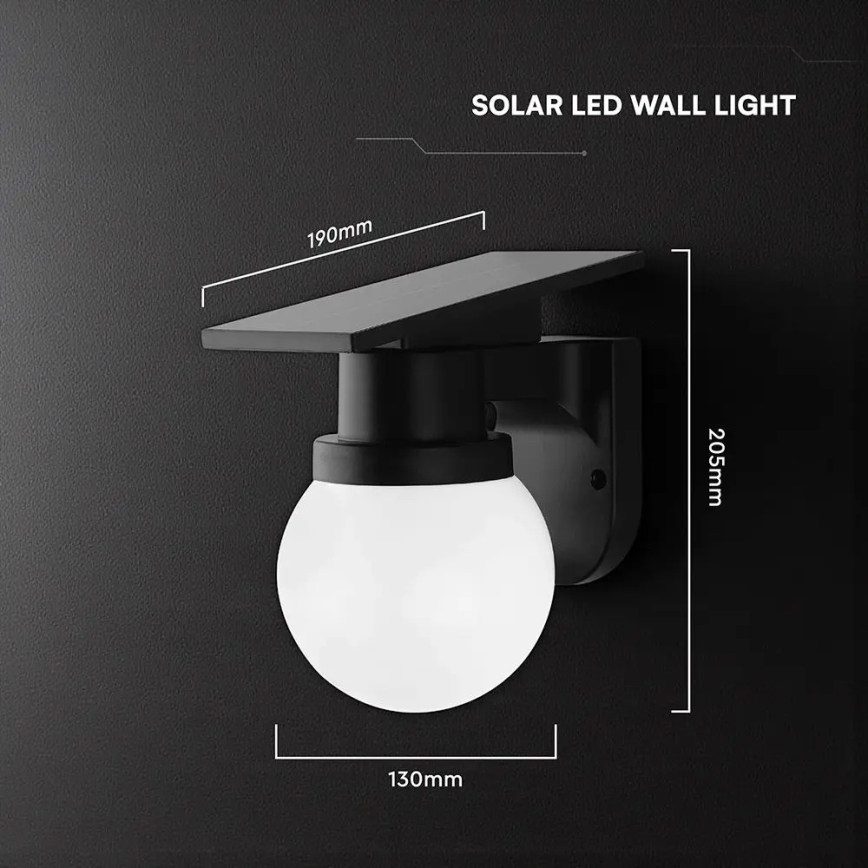 Lámpara solar de pared LED/3,7 V 3000/4000/6400 K IP54 1800 mAh negra + mando a distancia