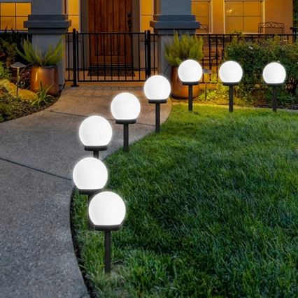 Lámpara solar LED 1,2 V, 6500 K, 200 mAh, diámetro 10 cm, IP44, blanco/negro