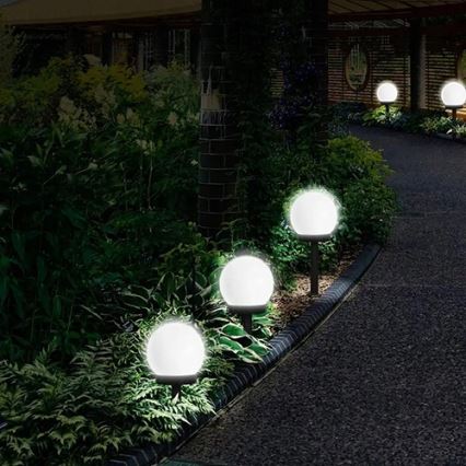 Lámpara solar LED 1,2 V, 6500 K, 200 mAh, diámetro 10 cm, IP44, blanco/negro
