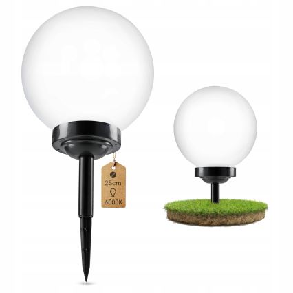 Lámpara solar LED 1,2 V 6500 K 200 mAh Ø 25 cm IP44 blanco/negro
