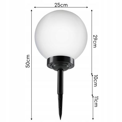 Lámpara solar LED 1,2 V 6500 K 200 mAh Ø 25 cm IP44 blanco/negro