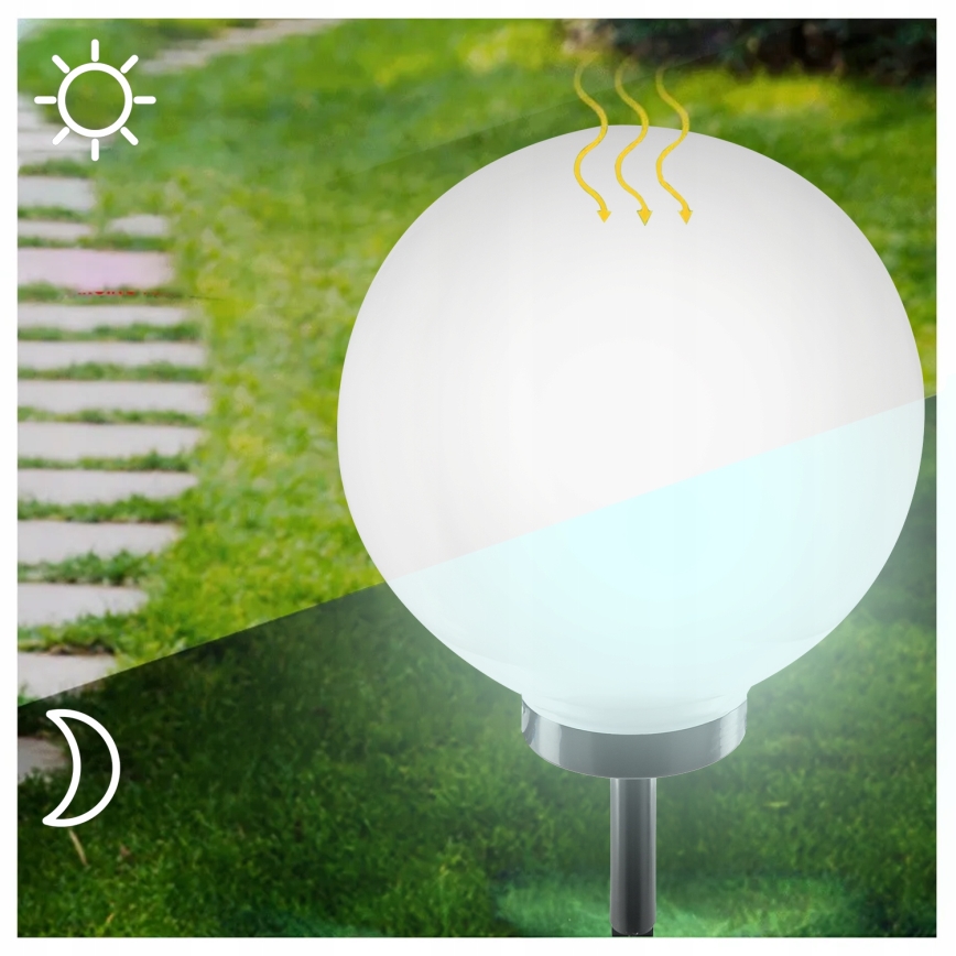 Lámpara solar LED 1,2 V, 6500 K (luz blanca fría), 200 mAh, diámetro 30 cm, IP44, blanco/negro