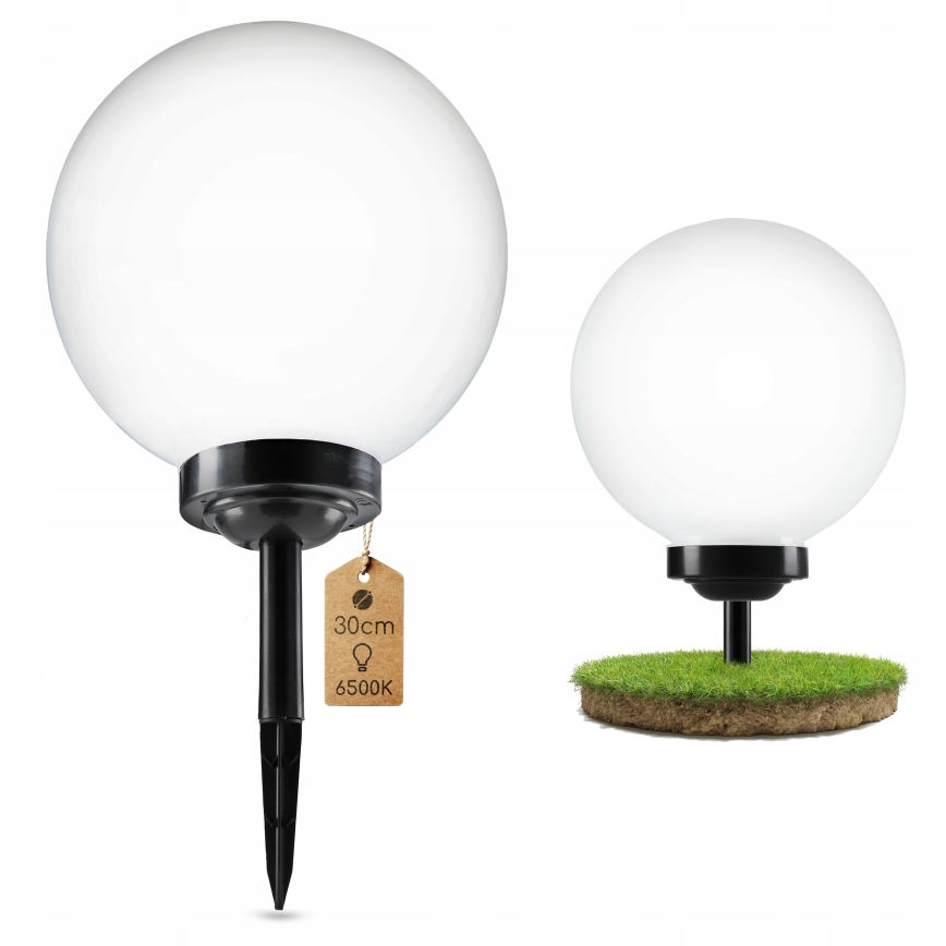 Lámpara solar LED 1,2 V, 6500 K (luz blanca fría), 200 mAh, diámetro 30 cm, IP44, blanco/negro