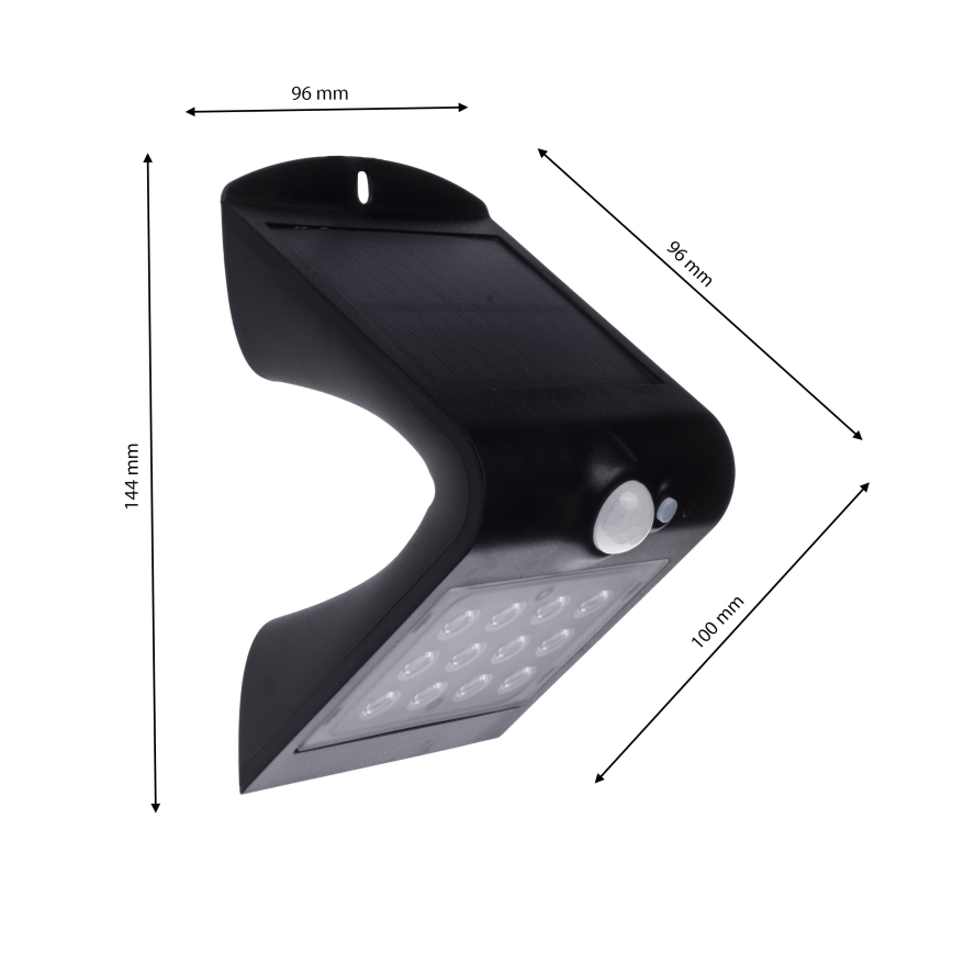 Lámpara solar LED con sensor de movimiento y crepúsculo LED/1,5W/1200 mAh 3,7V IP65