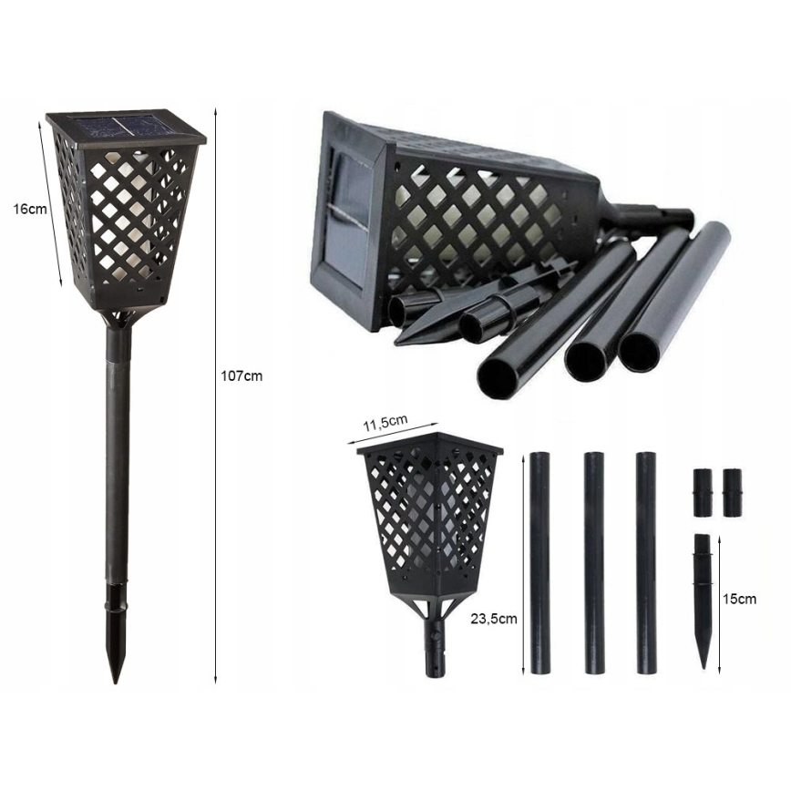 Lámpara solar LED con sensor LED/0,6W/5,5V IP65 2000 mAh 107 cm negra
