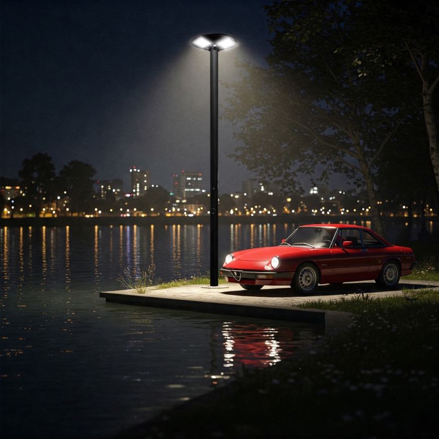 Farola solar LED regulable con sensor LED/15W/6V 11000 mAh 6500K IP65 negra + control remoto