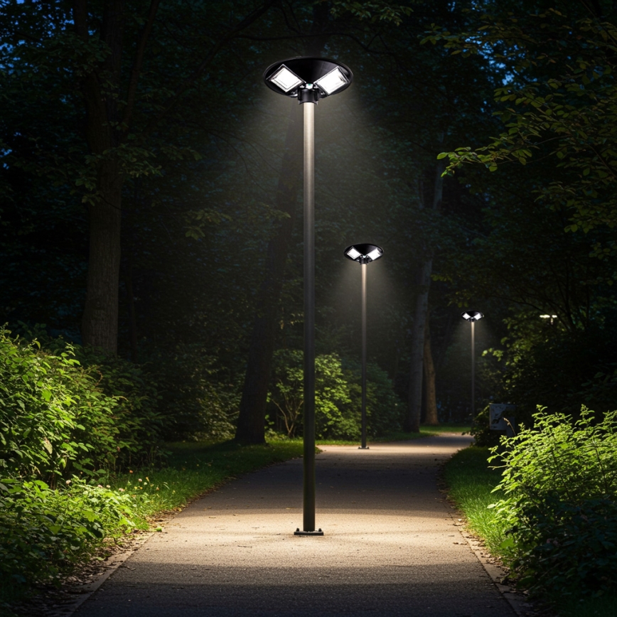 Farola solar LED regulable con sensor LED/15W/6V 11000 mAh 6500K IP65 negra + control remoto