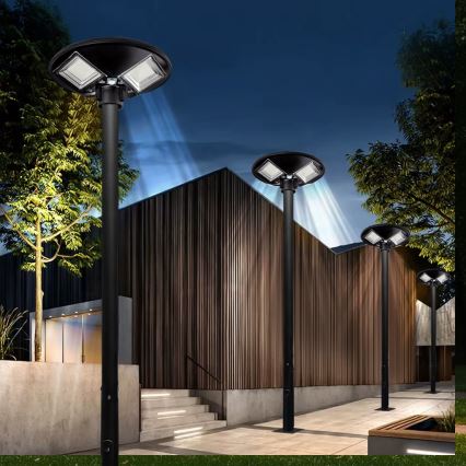 Farola solar LED regulable con sensor LED/15W/6V 11000 mAh 6500K IP65 negra + control remoto