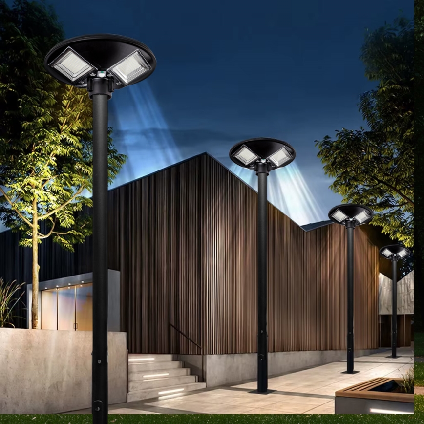 Farola solar LED regulable con sensor LED/15W/6V 11000 mAh 6500K IP65 negra + control remoto