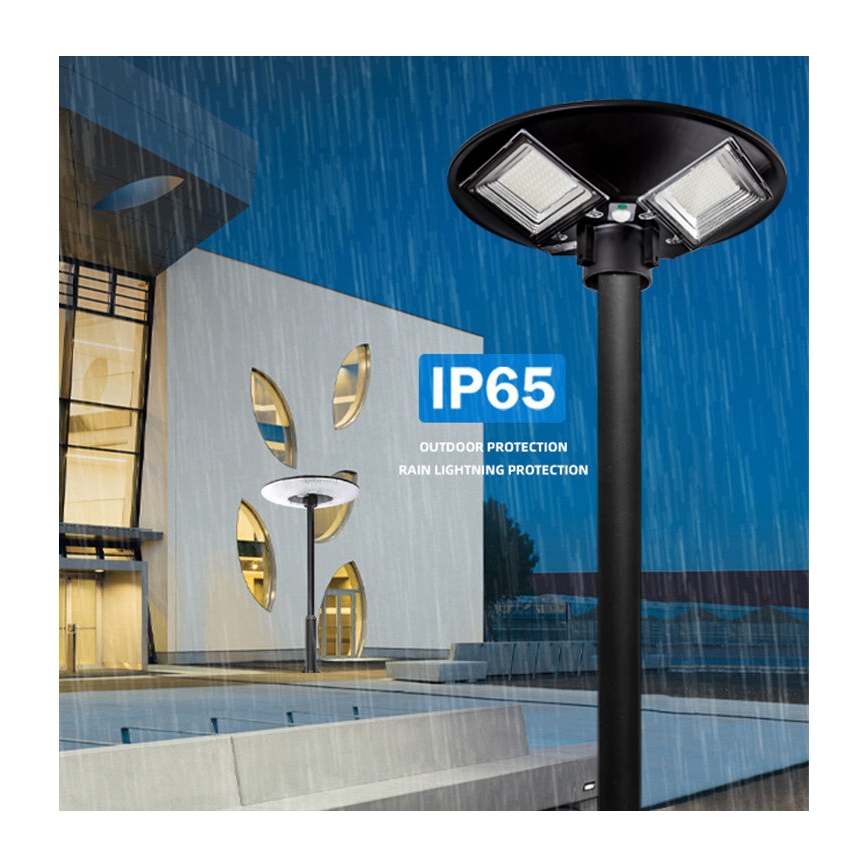 Farola solar LED regulable con sensor LED/15W/6V 11000 mAh 6500K IP65 negra + control remoto