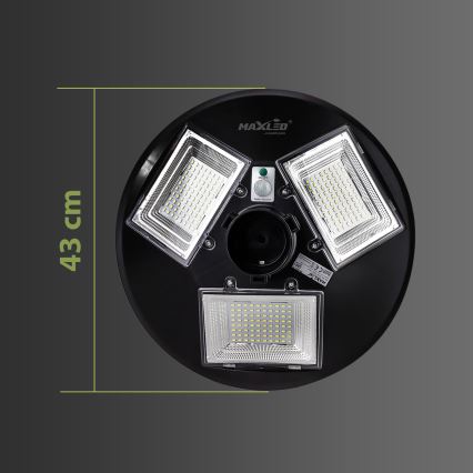 Farola solar LED regulable con sensor LED/15W/6V 11000 mAh 6500K IP65 negra + control remoto