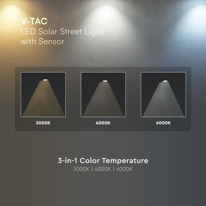 Lámpara solar LED de calle con sensor LED/20W/7,4V IP65 5400 mAh