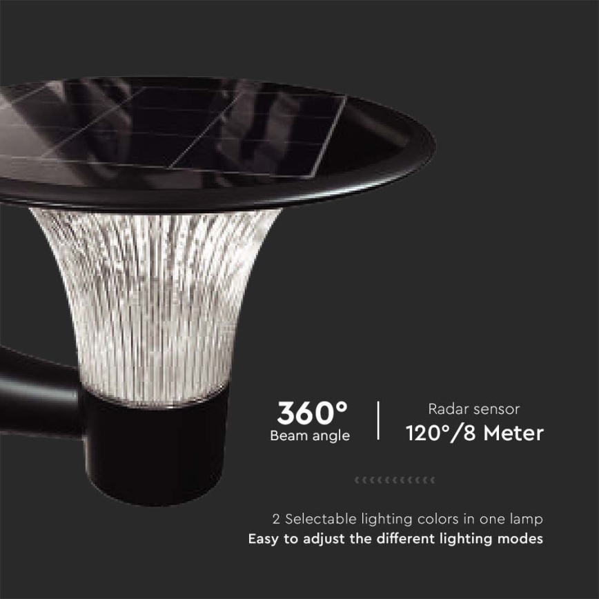 Lámpara de pared solar LED con sensor LED/15W/3,2V 4000K/6000K IP65 6000 mAh