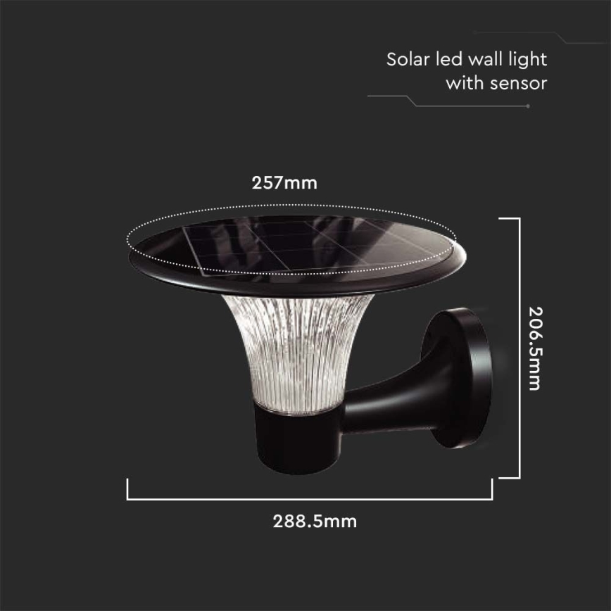 Lámpara de pared solar LED con sensor LED/15W/3,2V 4000K/6000K IP65 6000 mAh