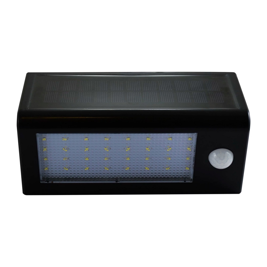 Lámpara de pared solar LED con sensor LED/5,5W/3,7V 2000 mAh IP44 negra