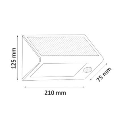 Lámpara de pared solar LED con sensor LED/5,5W/3,7V 2000 mAh IP44 negra