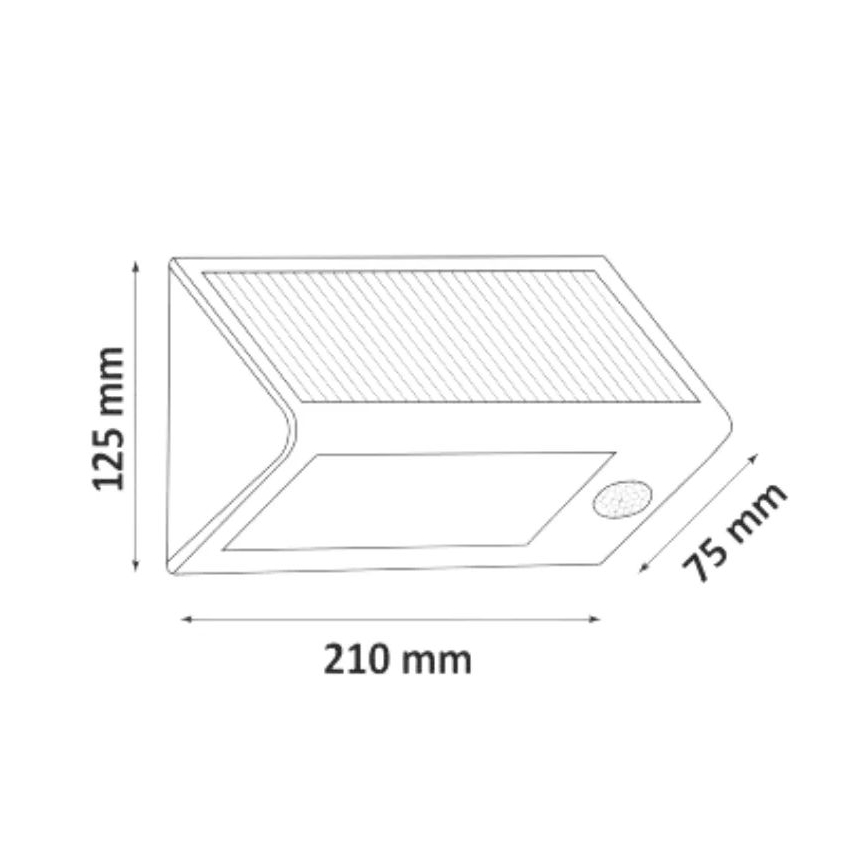 Lámpara de pared solar LED con sensor LED/5,5W/3,7V 2000 mAh IP44 negra