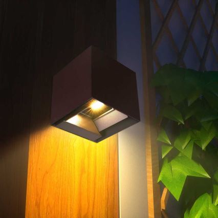 Lámpara solar de pared LED con sensor LED/9W/3,7V 3000/4000/5000K 2600 mAh IP65 marrón