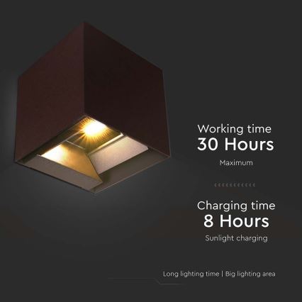 Lámpara solar de pared LED con sensor LED/9W/3,7V 3000/4000/5000K 2600 mAh IP65 marrón