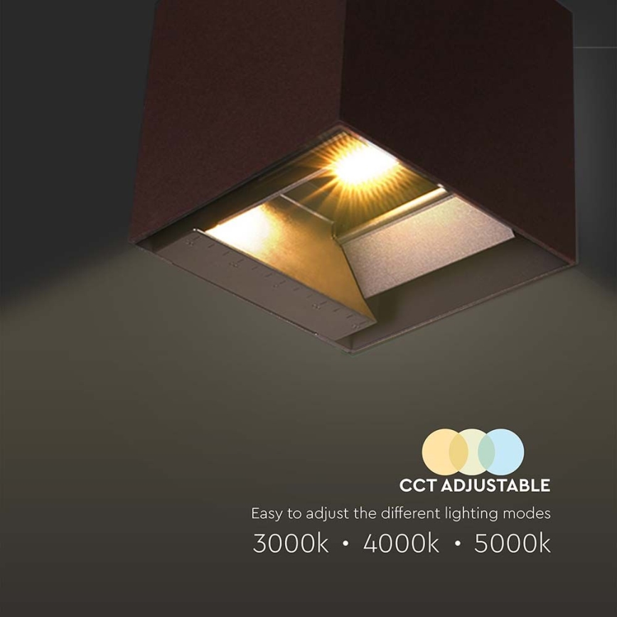 Lámpara solar de pared LED con sensor LED/9W/3,7V 3000/4000/5000K 2600 mAh IP65 marrón