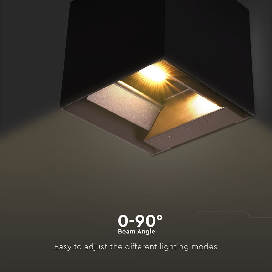 Lámpara solar de pared LED con sensor LED/9W/3,7V 3000/4000/5000K 2600 mAh IP65 negra