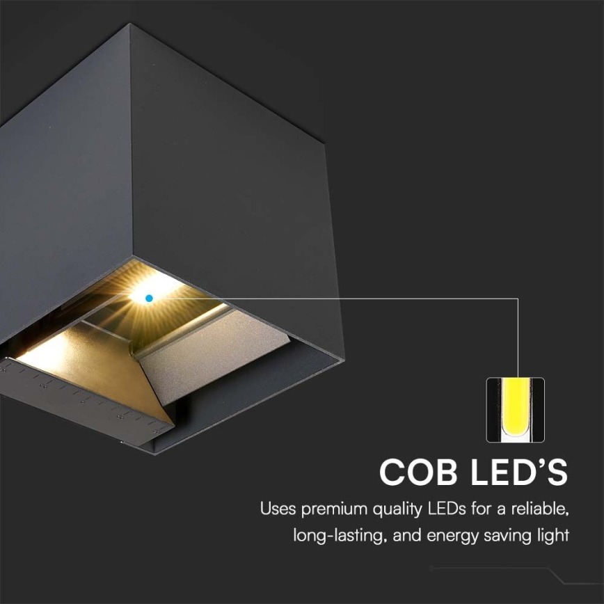 Lámpara solar de pared LED con sensor LED/9W/3,7V 3000/4000/5000K 2600 mAh IP65 negra