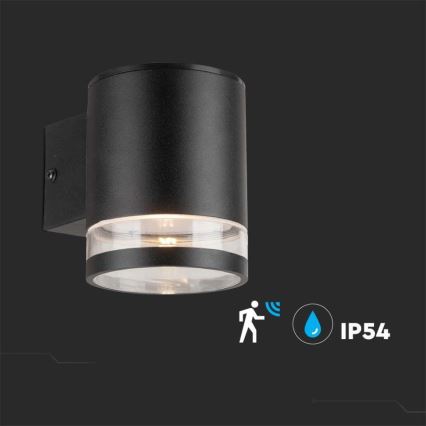 Lámpara solar LED de pared para exterior con sensor LED/1W/3,7V 3000K IP54 1200 mAh negra