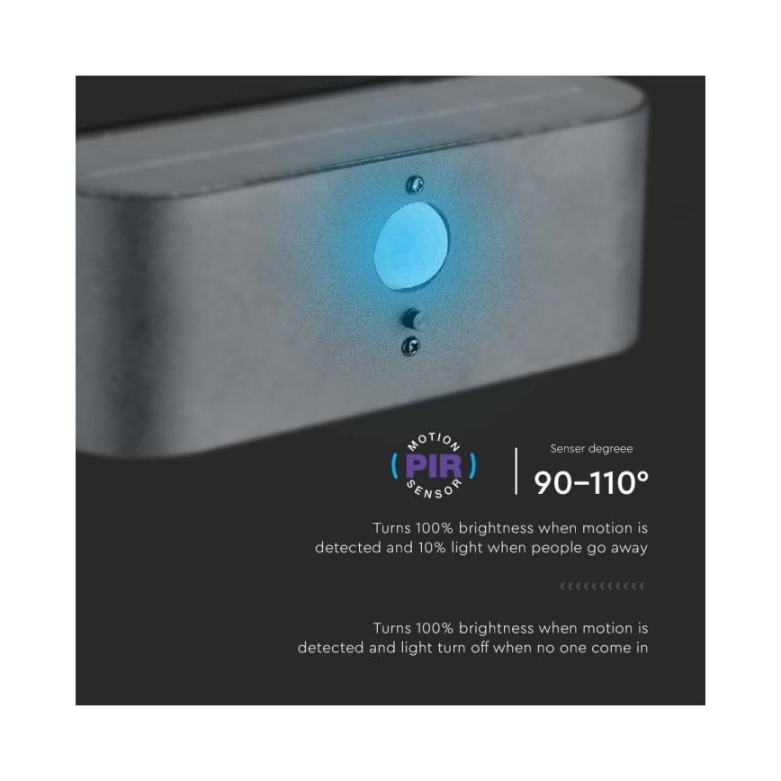 Lámpara solar LED de pared para exterior con sensor LED/2,5W/3,7V 3000K IP54 2000 mAh