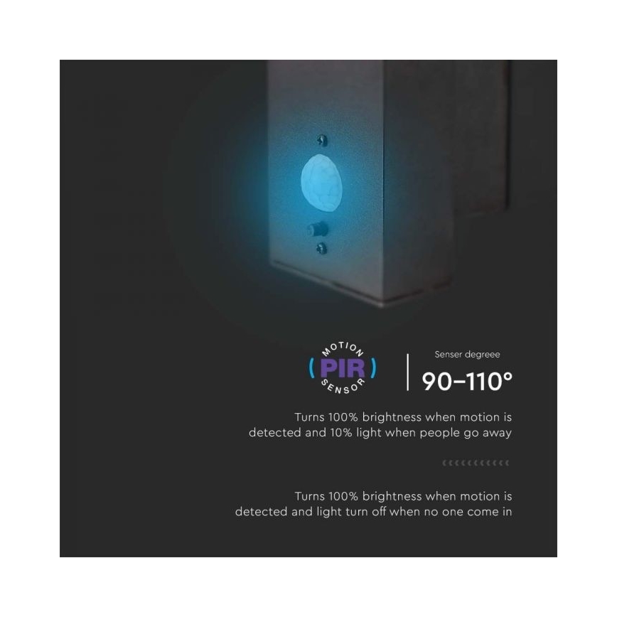 Lámpara solar LED de pared para exterior con sensor LED/5,5W/3,7V 3000K IP54 2000 mAh